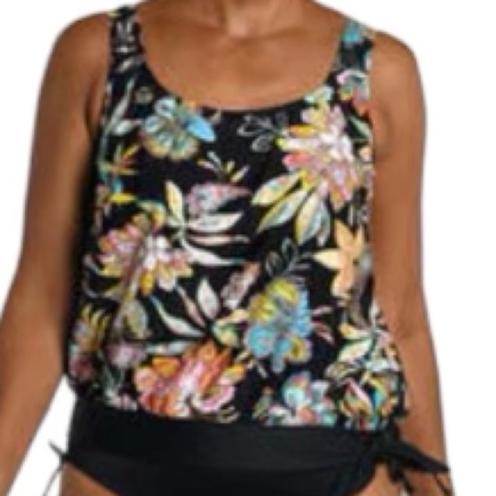 NEW Maxine of Hollywood tulum tiki blouson tankini swim top